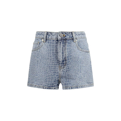 Self-Portrait Blue Cotton Bermuda Shorts