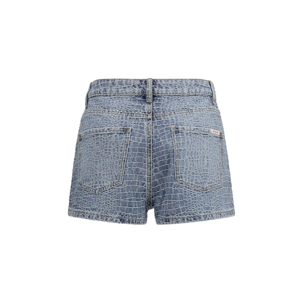Self-Portrait Blue Cotton Bermuda Shorts