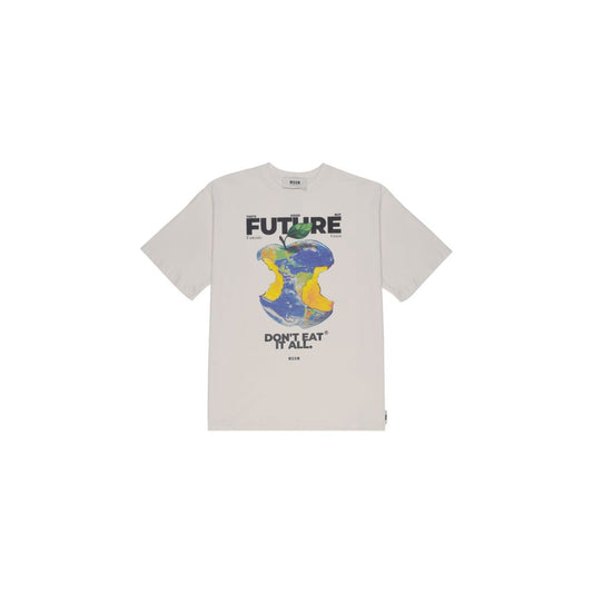 MSGM Beige Cotton T-Shirt