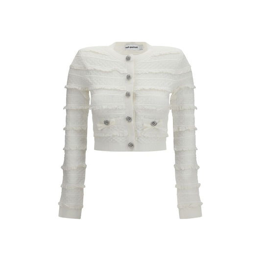 Self-Portrait White Viscose Cardigan