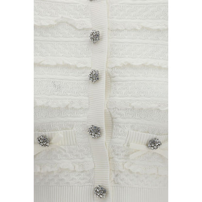Self-Portrait White Viscose Cardigan
