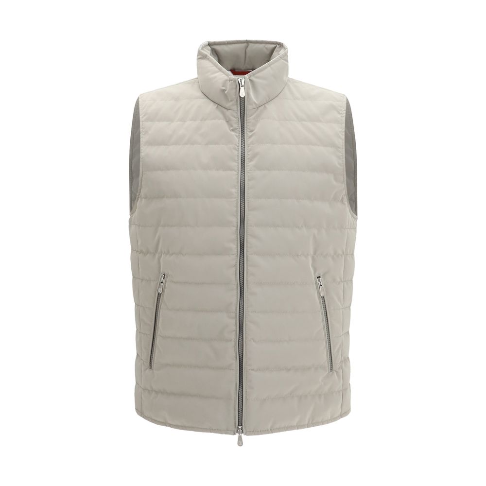 Brunello Cucinelli Gray Polyester Sleveless Jacket