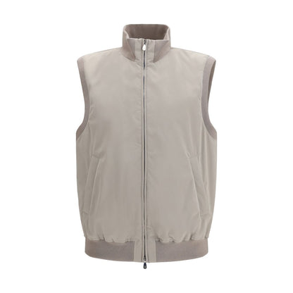 Brunello Cucinelli Gray Polyester Sleveless Jacket