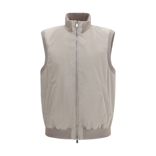 Brunello Cucinelli Gray Polyester Sleveless Jacket