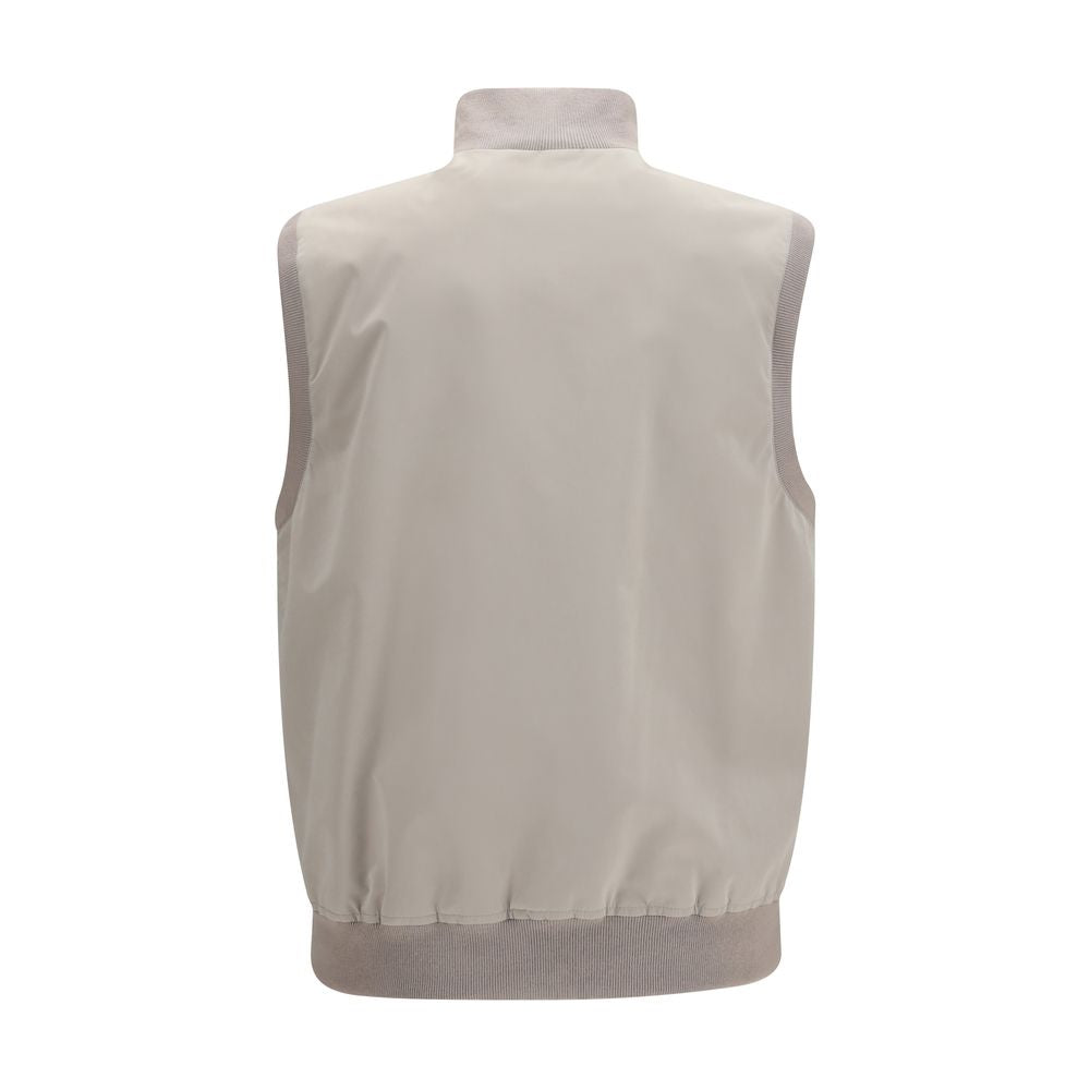 Brunello Cucinelli Gray Polyester Sleveless Jacket