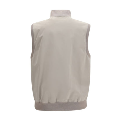 Brunello Cucinelli Gray Polyester Sleveless Jacket