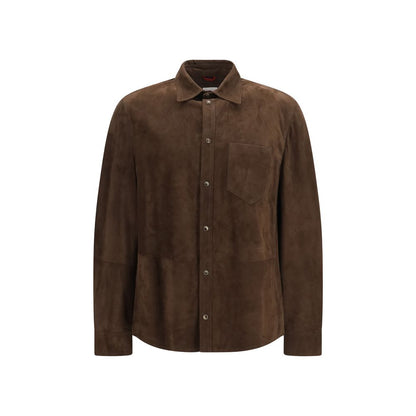 Brunello Cucinelli Brown Calf Leather Bos Taurus Shirt