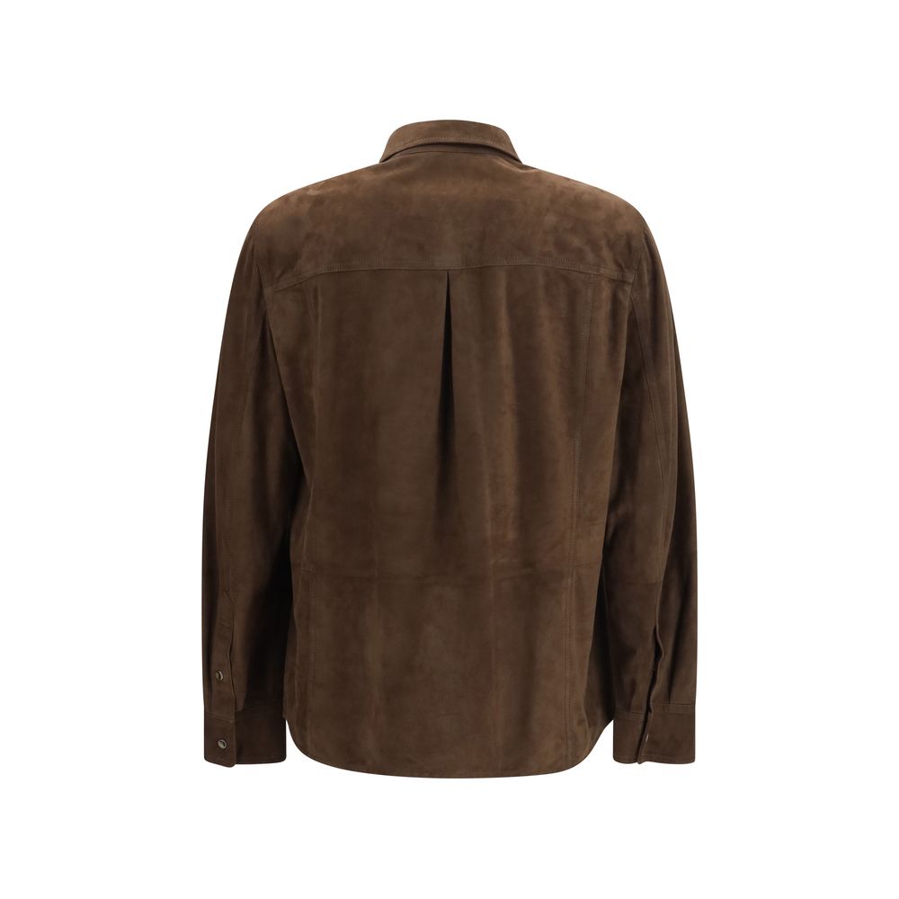 Brunello Cucinelli Brown Calf Leather Bos Taurus Shirt