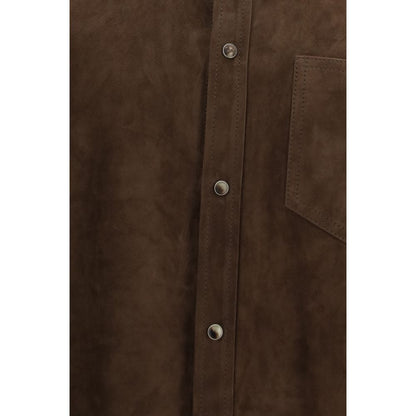 Brunello Cucinelli Brown Calf Leather Bos Taurus Shirt