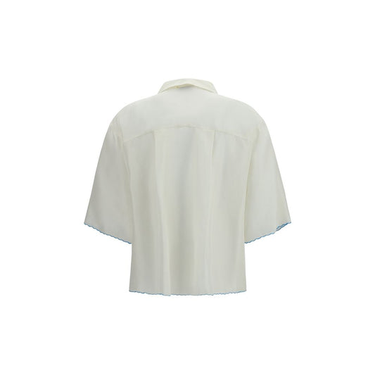 Forte_Forte White Silk Pattern Shirt