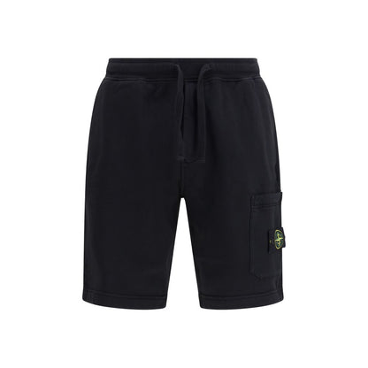 Stone Island Black Cotton Bermuda Shorts