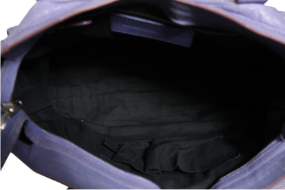 Balenciaga Purple Leather City Bag With Hardware