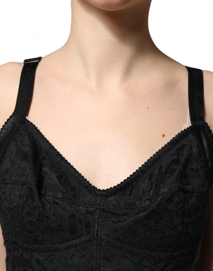 Dolce & Gabbana Black Floral Sheath Sleeveless Mini Dress