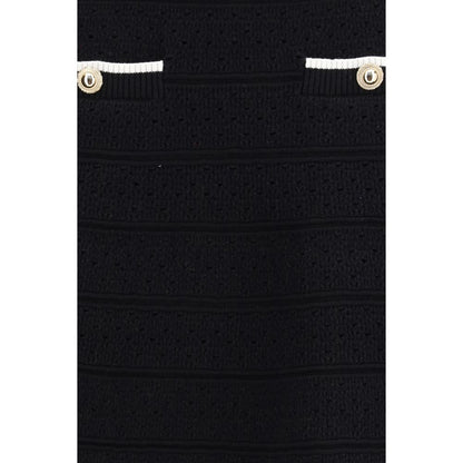 Self-Portrait Black Cotton Mini Skirt