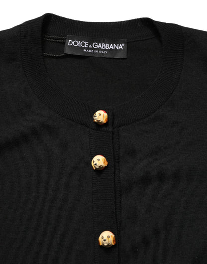 Dolce & Gabbana Black Wool Knitted Button Front Cardigan Sweater