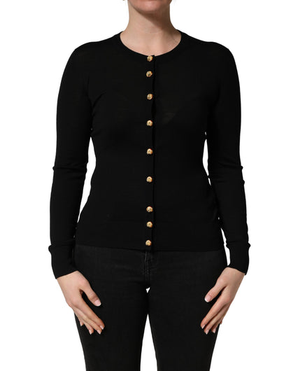 Dolce & Gabbana Black Wool Knitted Button Front Cardigan Sweater