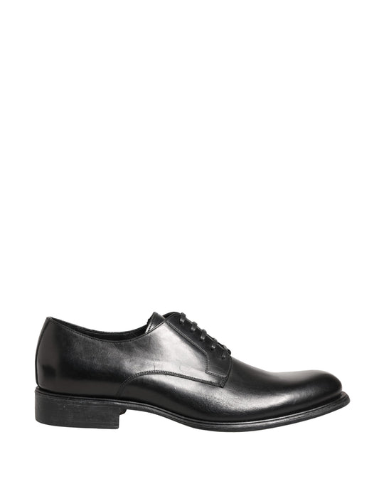 Dolce & Gabbana Black Calfskin Leather Derby Men Dress Shoes