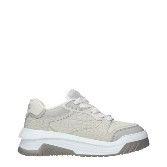 Versace Gray Leather Low Top Sneakers