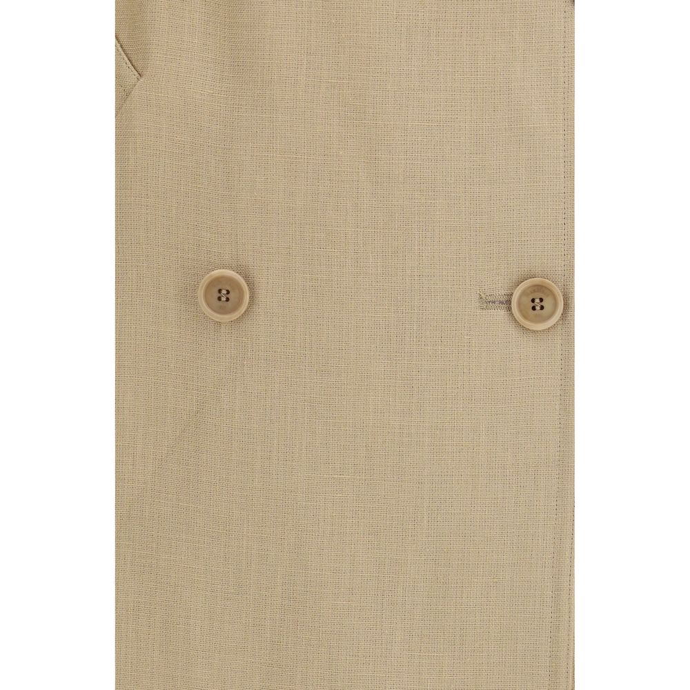 Max Mara Beige Linen Sleveless Jacket