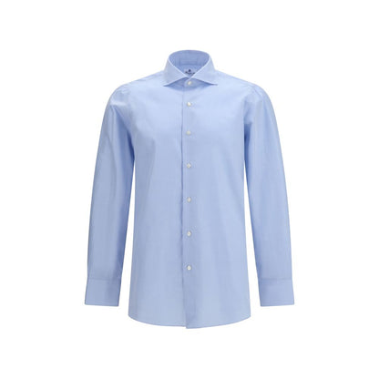 Finamore Blue Cotton Dress Shirt