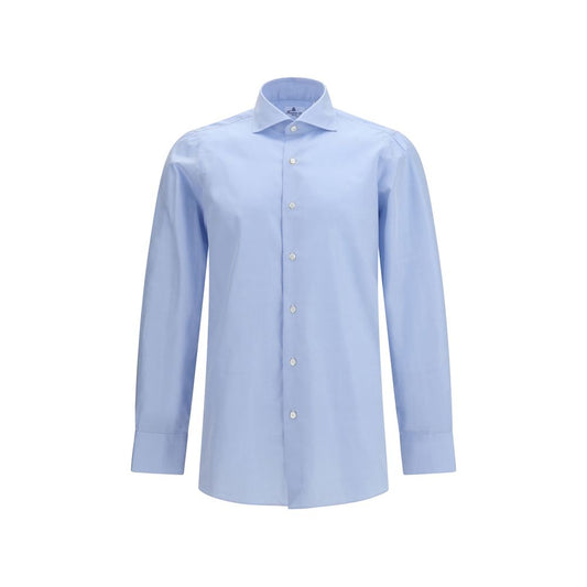 Finamore Blue Cotton Dress Shirt