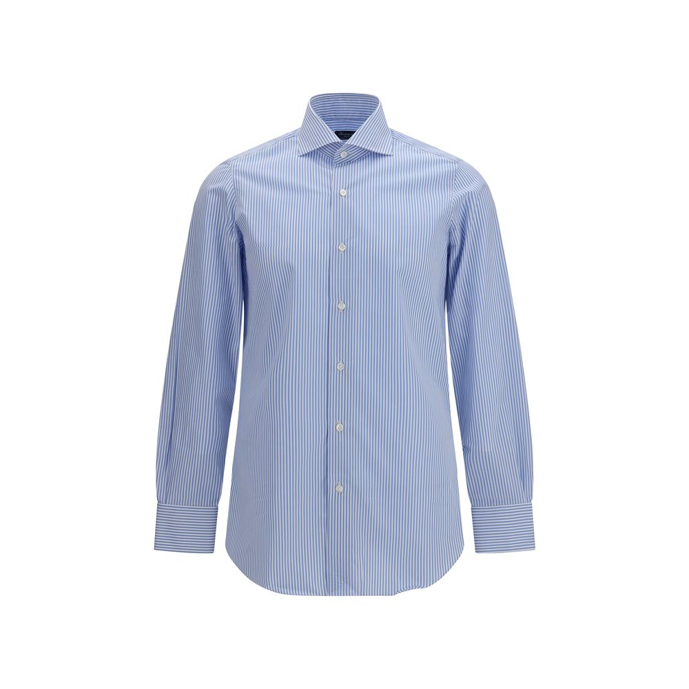 Finamore Blue Cotton Pattern Shirt