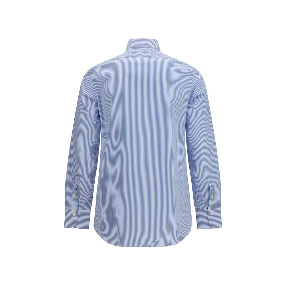 Finamore Blue Cotton Pattern Shirt