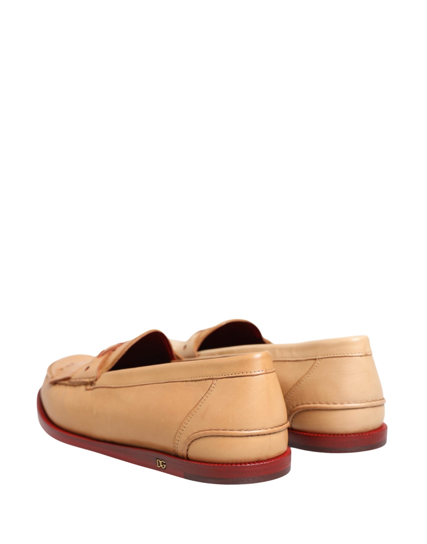 Dolce & Gabbana Beige Tassel Leather Men Slip On Loafers Shoes