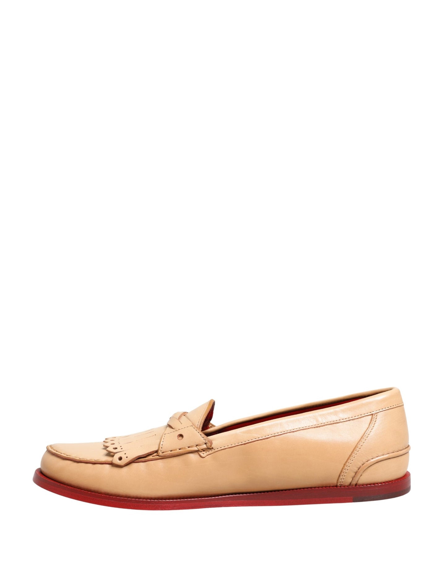 Dolce & Gabbana Beige Tassel Leather Men Slip On Loafers Shoes