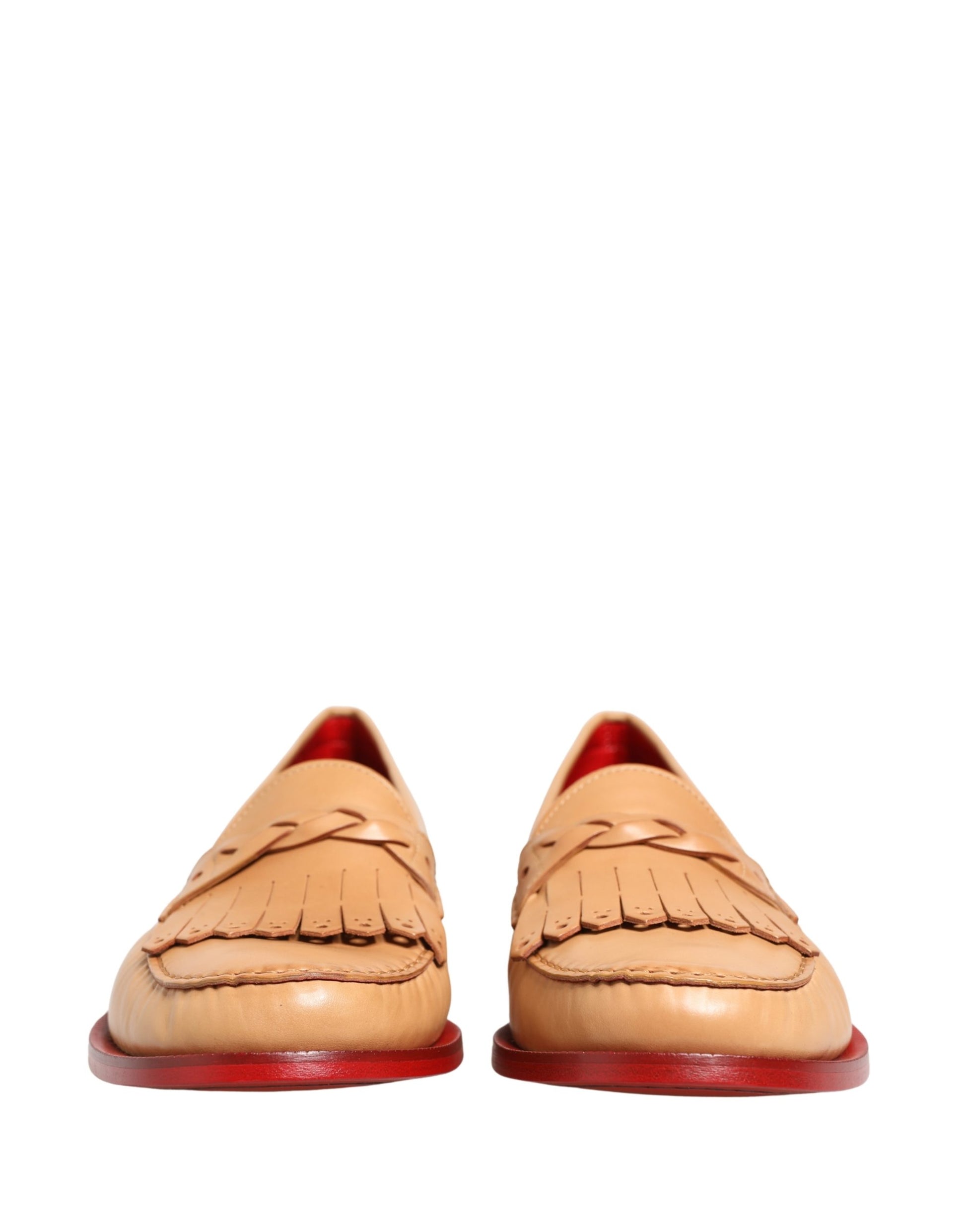 Dolce & Gabbana Beige Tassel Leather Men Slip On Loafers Shoes