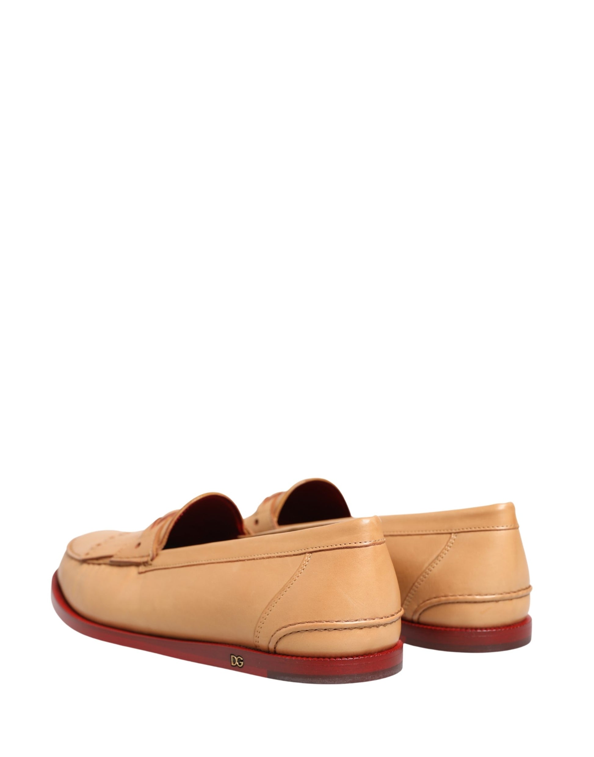 Dolce & Gabbana Beige Tassel Leather Men Slip On Loafers Shoes