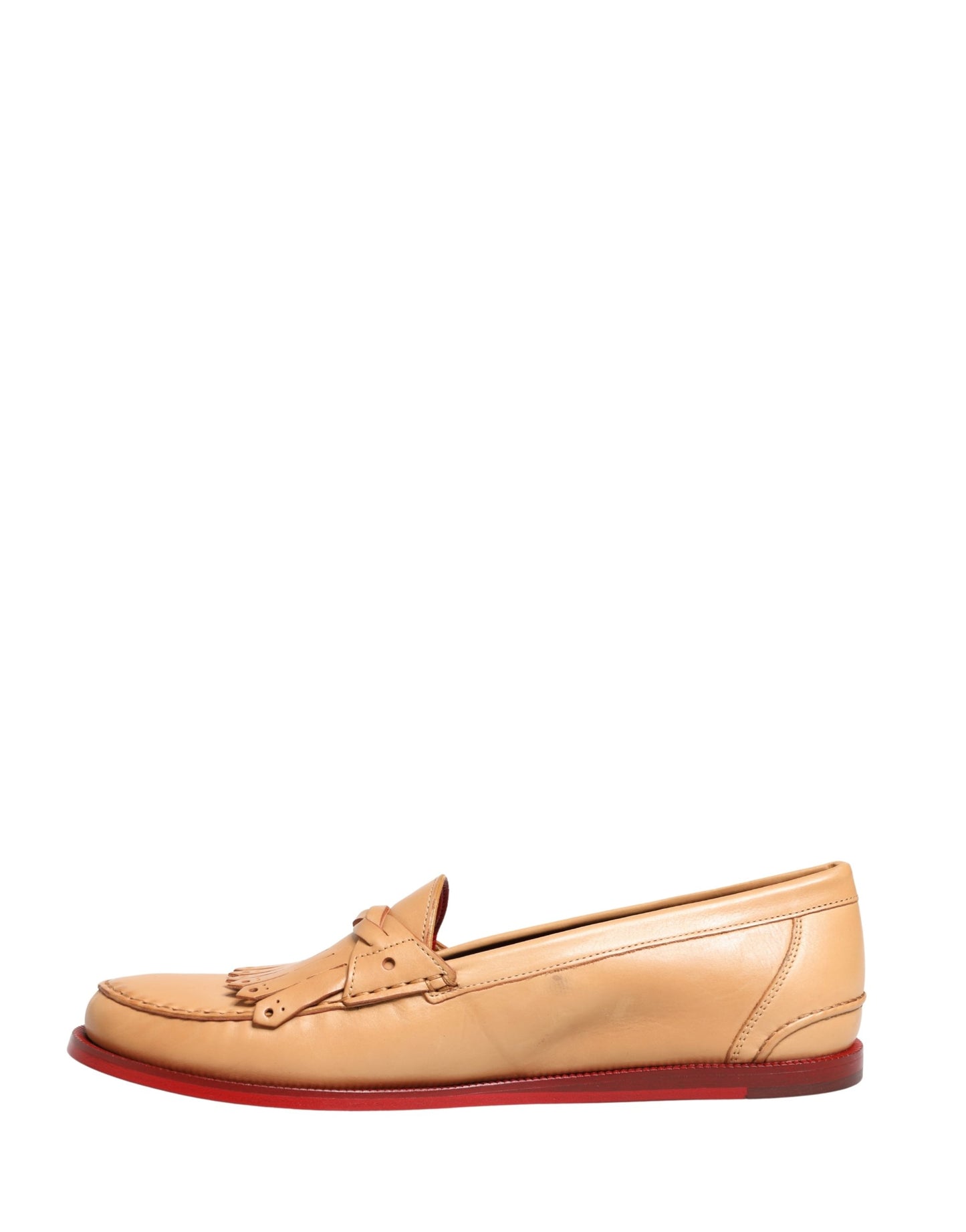 Dolce & Gabbana Beige Tassel Leather Men Slip On Loafers Shoes