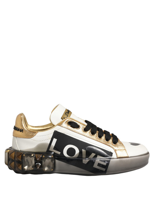 Dolce & Gabbana Multicolor Crystal StuddedLOVE Sneakers Shoes