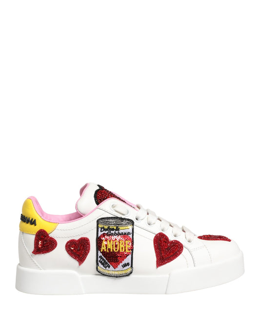 Dolce & Gabbana White Portofino Amore Low Top Sneakers Shoes