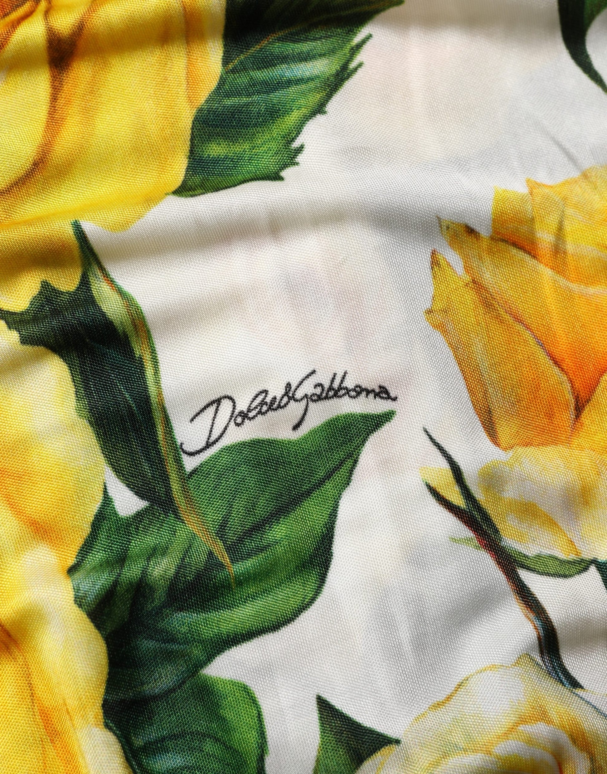 Dolce & Gabbana Yellow Rose Print Organzine Sleeveless Maxi Dress