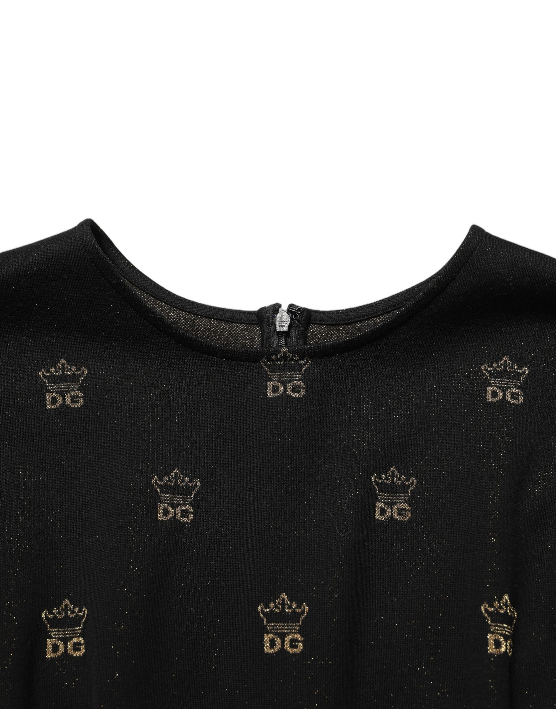 Dolce & Gabbana Black DG Crown Short-Sleeve Sheath Dress