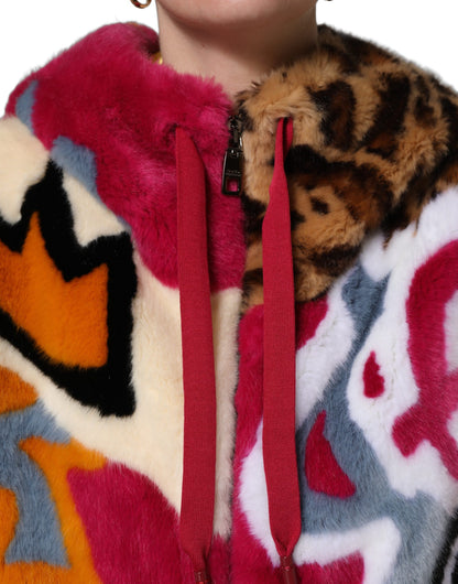 Dolce & Gabbana Multicolor Graffiti Print Full Zip Hooded Jacket