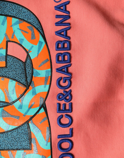 Dolce & Gabbana Pink Graphic Crew Neck Cropped Sweatshirt Sweater