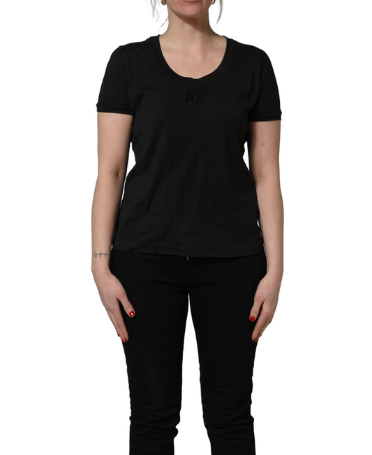 Dolce & Gabbana Black Cotton Short-Sleeve Crew Neck T-shirt