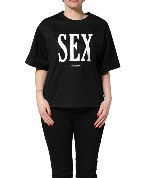 Dolce & Gabbana Black Jersey Graphic Short Sleeve Crew Neck T-shirt