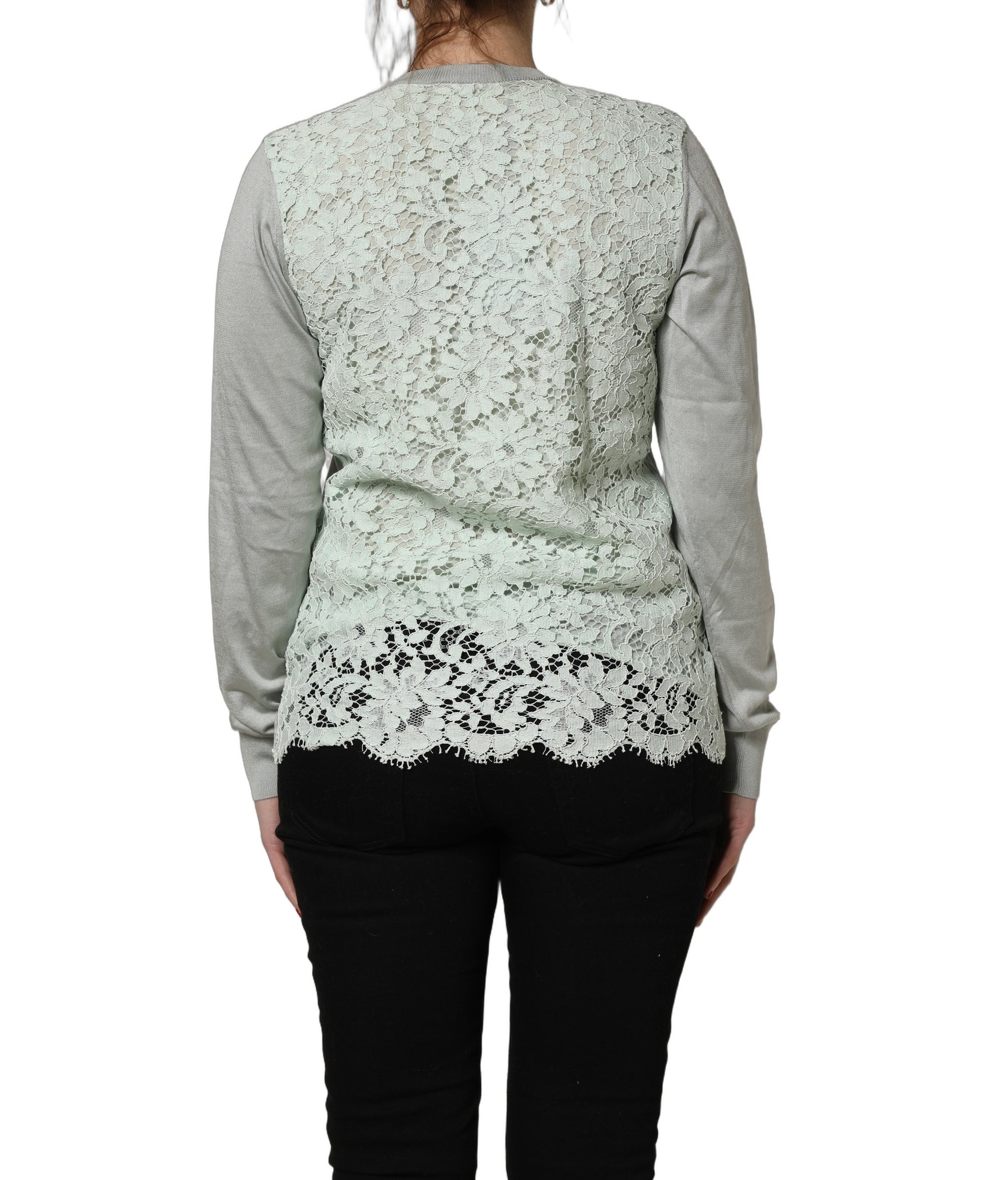 Dolce & Gabbana Green Button Down Silk Long Sleeve Cardigan Sweater