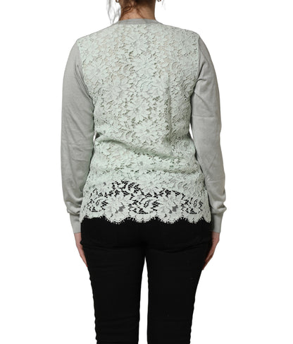 Dolce & Gabbana Green Button Down Silk Long Sleeve Cardigan Sweater