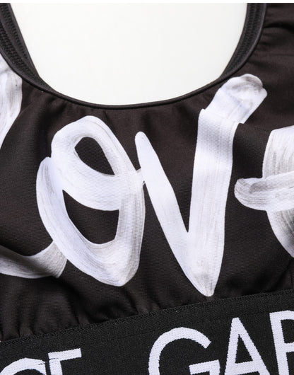 Dolce & Gabbana Black DG Love Yourself Sports Bra Cropped Top