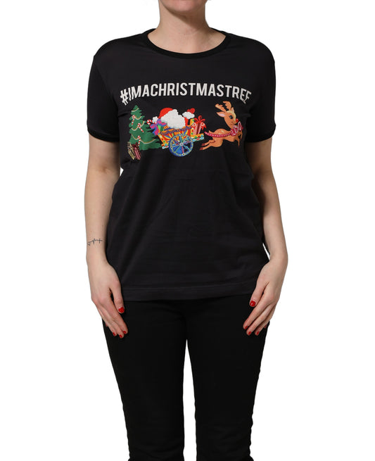Dolce & Gabbana Black #IAMACHRISTMASTREE Print Cotton T-shirt