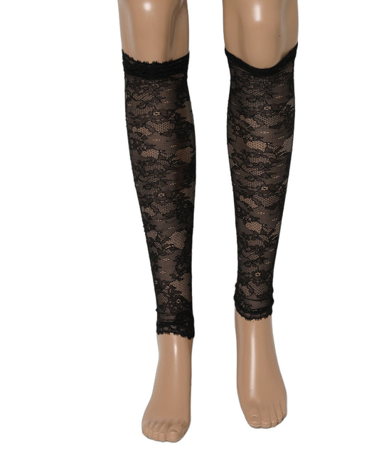 Dolce & Gabbana Black Floral Lace Nylon Stretch Knee Socks