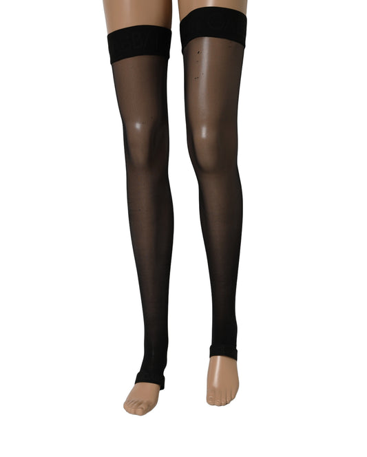 Dolce & Gabbana Black Sheer Nylon Thigh High Stockings Socks
