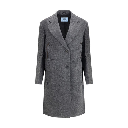 Prada Gray Fleece Wool Coat
