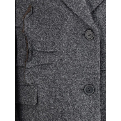 Prada Gray Fleece Wool Coat