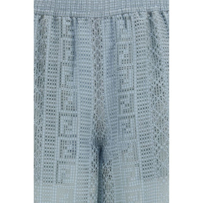 Fendi Blue Viscose Casual Pants