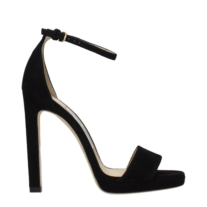 Jimmy Choo Black Leather Platform Sandals
